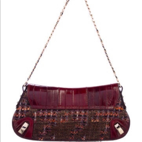 DOLCE & GABBANA RARE EEL & TWEED EVENING BAG. EUC - Picture 3 of 5